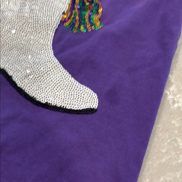 Purple Mardi Gras Tank Top with White Sequin Boot - Picture 5 of 5
